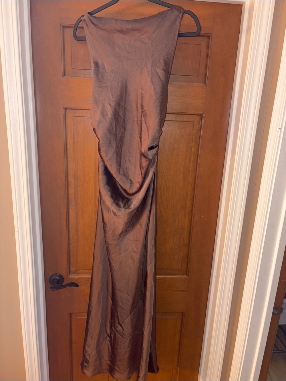 NWT House of Harlow Spicy Brown Halter Criss Cross Back Satin Dress - Size L